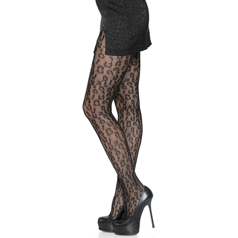 Leg Avenue - Leopard Net Collants - Noir